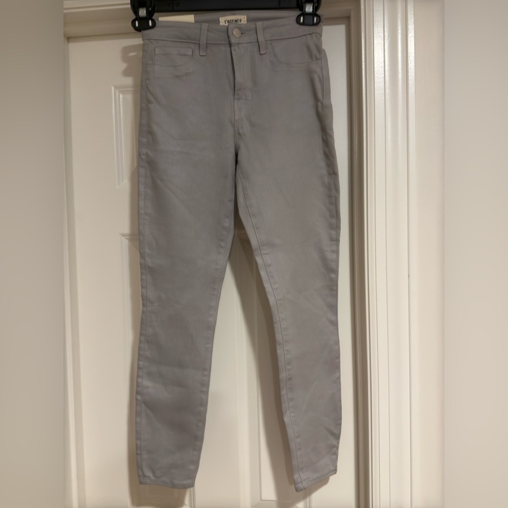 NWT L’Agence Paris Margot High Rise Skinny Coated Grey Denim SZ 25 - Picture 5 of 8